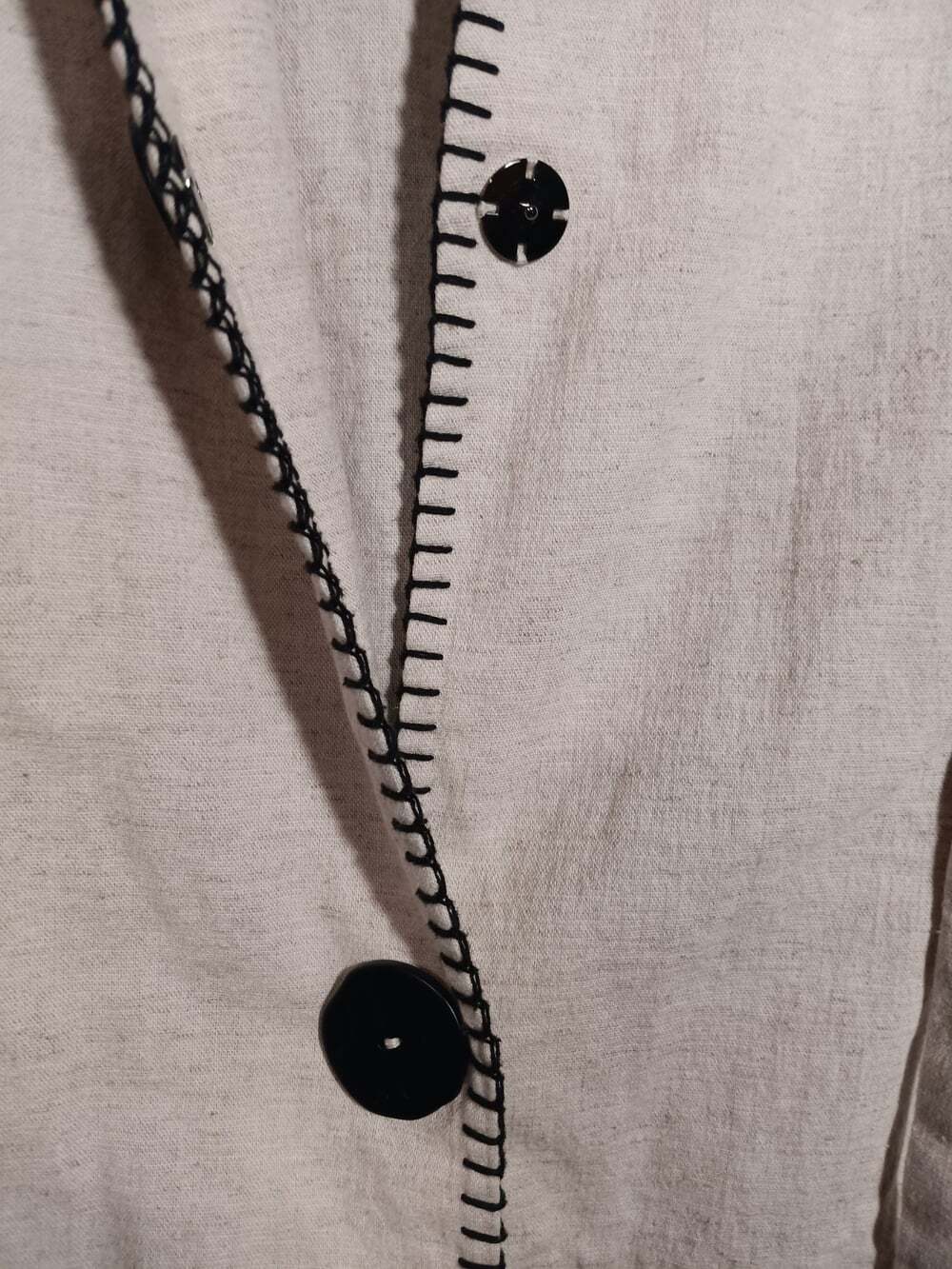 Soft Surroundings Maxime Jacket Medium Natural Linen Blend Stitched Belted Tan - Picture 3 of 9